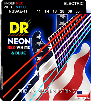 DR NUSAE-11  струны для электрогитары, калибр 11-50, серия HI-DEF NEON™, обмотка никелированная сталь, покрытие люминесцентное