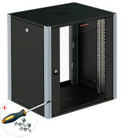 SYSMATRIX WP 6409.910  Шкаф настенный, 9U, 600x450, дверь стеклянная, цвет черный RAL9004