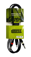 NordFolk YC001 3M кабель стерео мини-Jack  2 x Jack моно, литые разъёмы, 3 метра