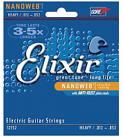 ELIXIR 12152 струны для электрогитары Anti Rust NanoWeb Heavy (012-016-024-032-042-052)