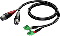 Procab CLA834/1 Кабель-переходник с двух разъемов XLR папа на клеммные блоки, длина 1 метр