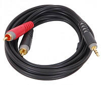 KLOTZ AY7-0300 аудиокабель 2 x RCA - стерео мини джек 3.5 мм, контакты позолочены, цвет чёрный, длина 3 метра