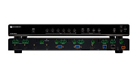 Atlona AT-UHD-CLSO-601 4K/UHD 6х1 на HDMI/HDBaseT мультиформатный коммутатор, позволяющий подключать 4 HDMI и 2 VGA источника, и передавать сигнал на локальный дисплей по HDMI и в удаленную зону по витой паре (HDBaseT)