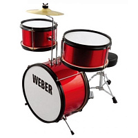 Weber MickeyKit MR Маломензурная ударная установка, 3 барабана, 12-6-8; стул, педаль и тарелка в комплекте, цвет красный