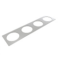 Kondator 935-PF04 Прямоугольная рамка для установки 4 встраиваемых розеток. Размеры (ШxГxВ) 436,5х105х2 мм. Цвет серебристый