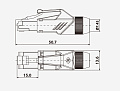 ROXTONE RJ45C5E-PH-PL Ethernet разъем RJ45 (часть A) CAT5e, 150 МГц, макс. AWG26, металлический зажим, с удобным держателем сердечника провода (деталь B), с нейлоновым защитным корпусом (деталь C) со специальной системой зажима кабеля