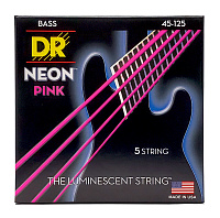 DR NPB5-45 струны для 5-струнной бас-гитары, калибр 45-125, серия HI-DEF NEON™, обмотка никелированная сталь, покрытие люминесцентное