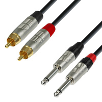 Adam Hall K4 TPC 0090  аудиокабель 2 x RCA(M) - 2 x 6.3 Jack mono, REAN, длина 0.9 метра