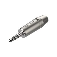 ROXTONE RMJ3PP-45-NN Разъем 3.5 мм стерео Jack, цинковый корпус, используется для кабеля диаметром до 4.5 мм, цвет серебро