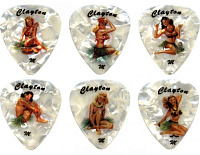 CLAYTON HHT/12  набор медиаторов - HULA HOTTIES, Thin, белый целлулоид, рисунок
