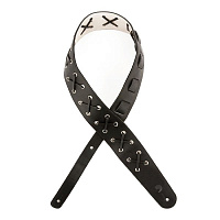 PLANET WAVES L25S1504 гитарный ремень, кожа, 2,5", цвет черный, со шнуровкой