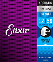 ELIXIR 11075 струны для акустической гитары Light-Medium 12-56 бронза 80/20