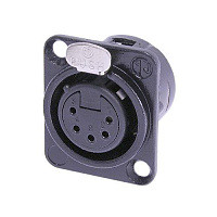Neutrik NC5FD-L-BAG-1 панельный разъем XLR female черненый корпус 4 контакта