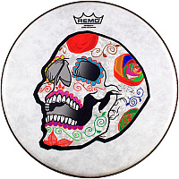 REMO CS-0814-20-AB002 14' Skyndeep®, Suede®, Clear Dot Bottom, Candy Skull однослойный прозрачный пластик с усиленным центром, 14"