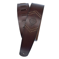 PLANET WAVES 25VNER01-DX гитарный ремень, кожа, коричневый, с заклёпками и гравировкой