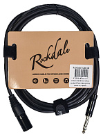 ROCKDALE XJ001-3M готовый микрофонный кабель, разъёмы XLR male stereo jack male, длина 3 м, чёрный
