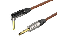 ROXTONE TGJJ110-TBN/1 Кабель инструментальный, коричневый, диаметр 7 мм, 1 x 0.5 кв.мм, 6.3 мм mono Jack 6.3 мм mono Jack (угловой), длина 1 метр