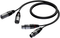 Procab CAB710/0.5 Кабель-переходник с двух разъемов XLR (вилка) на два разъема XLR (розетка), 0.5 м