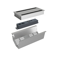 Kondator 935-K44C Розеточная станция серии Axessline с лючком, розеточный блок 935-T2UD, цвет серебристый