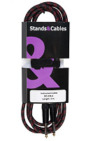 STANDS & CABLES GC-039-3 кабель распаянный инструментальный в тканевой оплетке Jack-Jack,3 м. разъемы позолоченные, разборные