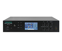 DSPPA MP-2708 Микшер-усилитель. 6 зон. Мощность 80 Вт/70 В. Программируемый таймер. Плеер МР3 (USB/SD), AM/FM тюнер. Сенсорный дисплей 4,3". 1 микр. вход, 1 AUX вход, 1 AUX выход. Размер 418х338х88 мм