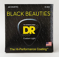 DR BKA-11 струны для акустической гитары, калибр 11-50, серия BLACK BEAUTIES™, обмотка фосфористая бронза, покрытие есть