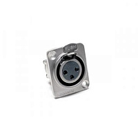 AMPHENOL AX3FD  разъем XLR панельный, 3 контакта, "мама", квадратный фланец, покрытие контактов никель