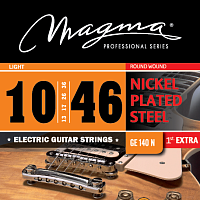 Magma Strings GE140N  Струны для электрогитары, серия Nickel Plated Steel, калибр: 10-13-17-26-36-46, обмотка круглая, никелированная сталь, натяжение Light