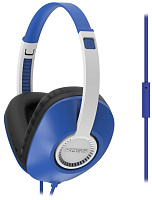 KOSS UR23iB Blue гарнитура c полноразмерными легкими и прочными дуговыми наушниками уникальной формы D для звучания и комфорта, частотный диапазон 20-20000 Гц, сопротивление 34 Ом, чувствительность 94 дБ, плоский шнур 1,2 м с микрофоном, цвет синий