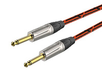 ROXTONE TGJJ300-8/1 Кабель инструментальный, цвет красно-черный, кабель ROXTONE GC050, диаметр 6.5 мм, разъемы 2x6.3 mono Jack,  длина 1 метр