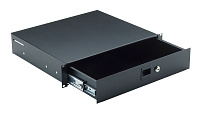 K&M 49122-072-55 рэковый выдвижной ящик на замке, глубина 390 мм, высота 2 юнита, сталь, чёрный