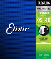 ELIXIR 19027 струны для электрогитары OPTIWEB Custom Light (.009-.046)