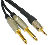 AVCLINK CABLE-925/3 аудиокабель JACK 3.5 мм стерео - 2 х JACK 6.3 мм моно, длина 3 метра