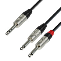 Adam Hall K4 YVPP 0300  аудиокабель 6.3 мм Jack stereo - 2 x 6.3 мм Jack mono, REAN, длина 3 метра