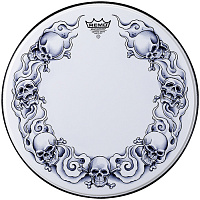 REMO TT-0814-AX-T01 Batter, 14' Diameter, 'B&W Skulls' Graphic однослойный матовый пластик c рисунком черепов