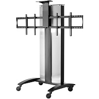 Peerless-AV SR555E Мобильная напольная стойка под ВКС, для 2-x ЖК-дисплеев (40"-55''). VESA (до 400х400). Полка для камеры 306х154 мм. Колеса Ø102 мм, фиксация задних колес. Кабель-канал. На тыловой стороне крепление для монитора VESA (100x100) 