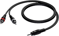 Procab CAB711/1.5 Кабель-переходник с разъема mJack 3,5 мм на два разъема RCA (вилка-вилка), 1.5 м