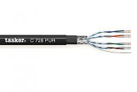 Tasker C728 PUR Эластичная витая пара категории 6А, S-FTP Cat.6A Ethersound,  4x2x0.22 кв.мм