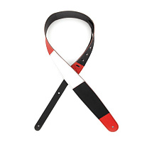 PLANET WAVES L25W1410 Кожаный ремень для гитары с виниловым покрытием, черные/белые/красные вертикальные полосы (Rockabilly)