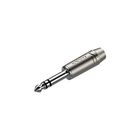 ROXTONE RJ3PP-NS-NN Разъем Jack  1/4" стерео,  размеры 72.2х14 мм, макс. диаметр кабеля 6.5 мм, цвет серебро
