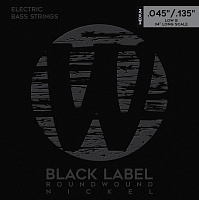Warwick 41301 M5B  струны для 5-струнной бас-гитары, Black Label, 45-135, никель