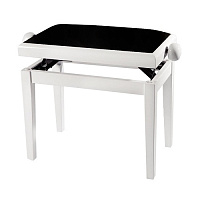 Becker PB-3PW/BV Lux банкетка белая полированная, сиденье черный вельвет, подъемный механизм регулировки высоты