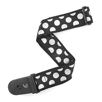 PLANET WAVES T20W1407 гитарный ремень без наплечника, текстиль, 50мм, черный в серебряный горох