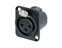 Neutrik NC3FD-LX-B панельный разъем XLR female черненый корпус, золоченые контакты с дополнительной защитой от RF помех
