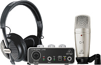 Behringer U-PHORIA STUDIO набор для звукозаписи: USB-аудиоинтерфейс UM2, конденсаторный микрофон C-1, наушники HPS5000