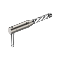 ROXTONE RJ2RPP-NN Разъем 6.3 мм mono Male Jack угловой с пружиной, цвет серебро, покрытие контактов никель. Максимальный размер кабеля 7 мм с пружиной, 8.5 мм без пружины