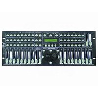 Eurolite DMX stage control 136 channels  пульт управления, 8 каналов для диммера - 72 сцены и 6 программ, 128 каналов для сканеров (8 приборов не более 16 каналов каждый) - 96 сцен и 8 программ, общий блэкаут, вход аудио + встр. микрофон, ЖК-дисплей 