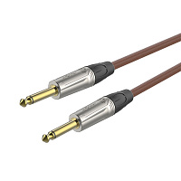 ROXTONE TGJJ100-TBN/1 Кабель инструментальный, цвет коричневый, диаметр 7 мм, 2x6.3 мм mono Jack, длина 1 метр