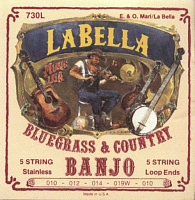 LA BELLA 730L  струны для 5-струнного банджо, легкое натяжение, 010p-012p-014p-019w-010p, обмотка сталь