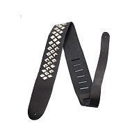 Perri's P25STUD-216 ремень для гитары, кожаный с клепками, Heavy Metal, 2,5", черный